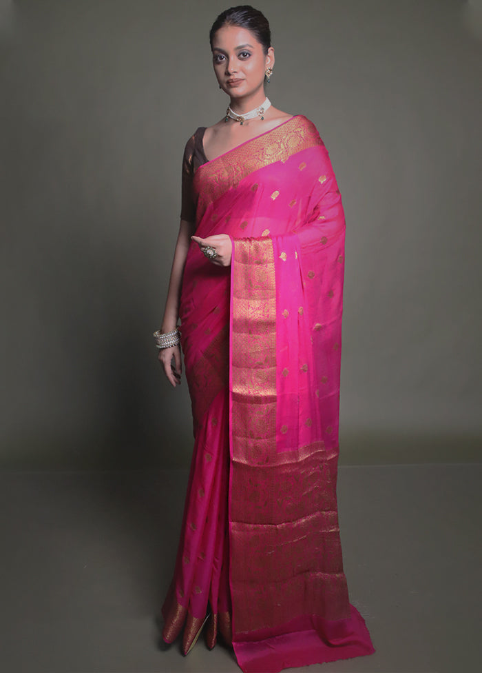 Pink Georgette Saree With Blouse Piece