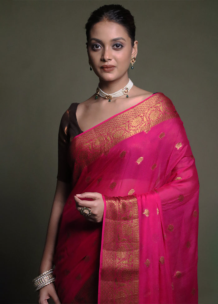 Pink Georgette Saree With Blouse Piece