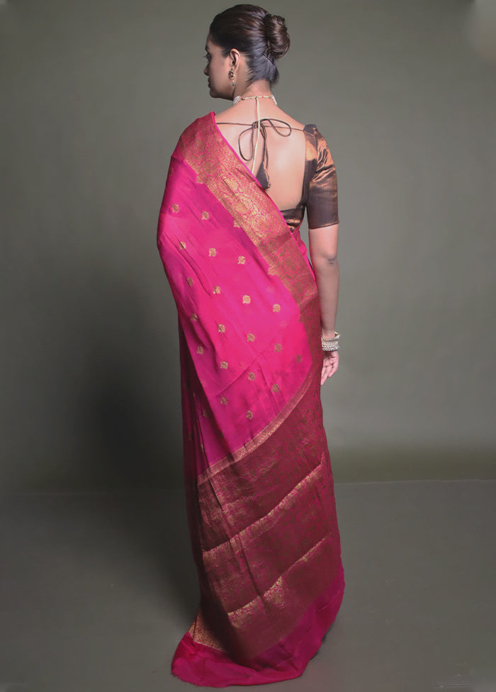 Pink Georgette Saree With Blouse Piece