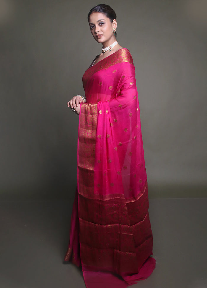 Pink Georgette Saree With Blouse Piece