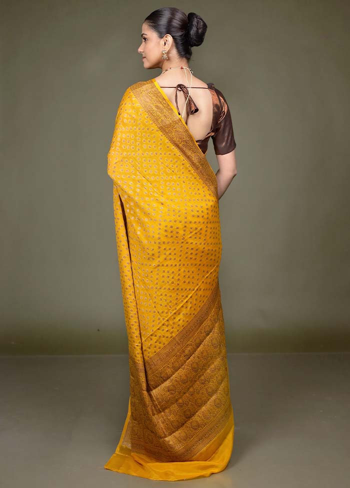 Yellow Georgette Saree With Blouse Piece