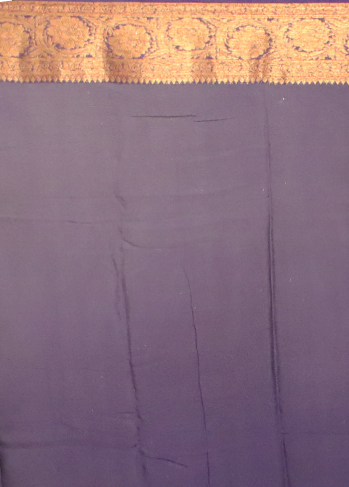 Blue Georgette Saree With Blouse Piece