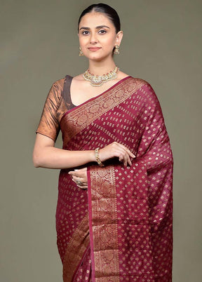 Maroon Georgette Saree With Blouse Piece