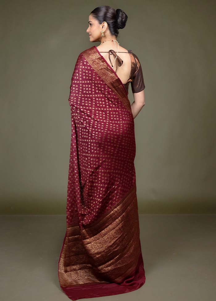Maroon Georgette Saree With Blouse Piece