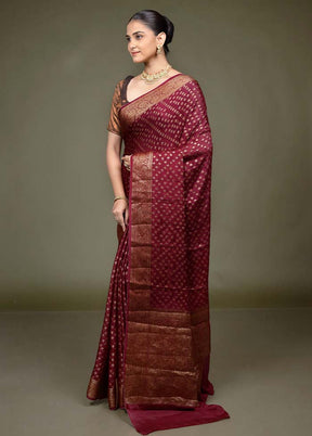 Maroon Georgette Saree With Blouse Piece