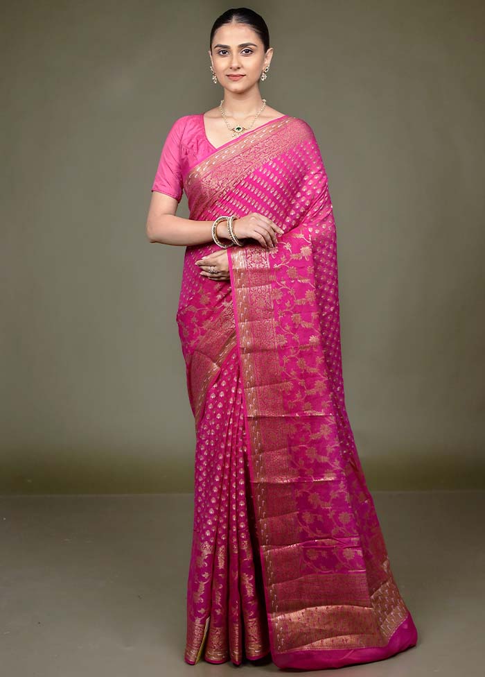 Pink Georgette Saree With Blouse Piece
