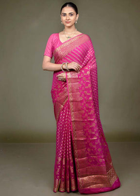 Pink Georgette Saree With Blouse Piece