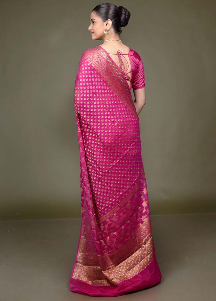 Pink Georgette Saree With Blouse Piece