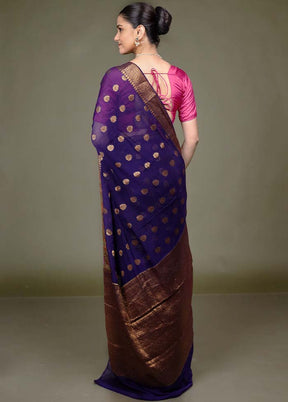 Blue Georgette Saree With Blouse Piece