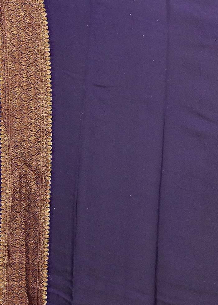 Blue Georgette Saree With Blouse Piece