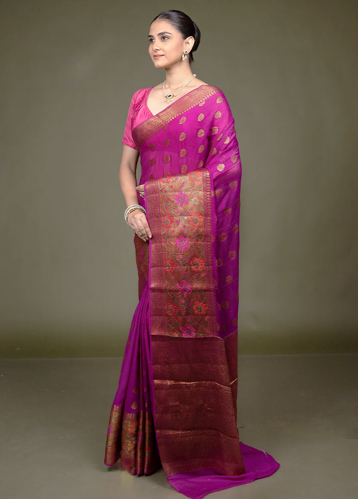 Pink Georgette Saree With Blouse Piece