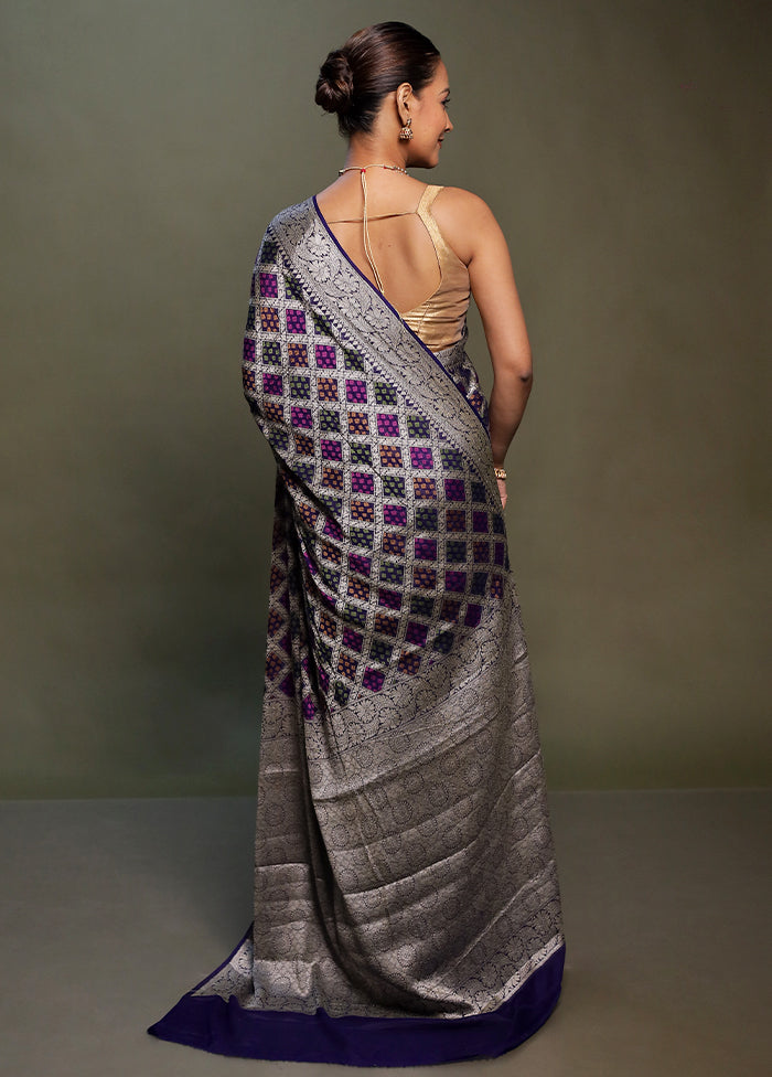 Blue Georgette Saree With Blouse Piece