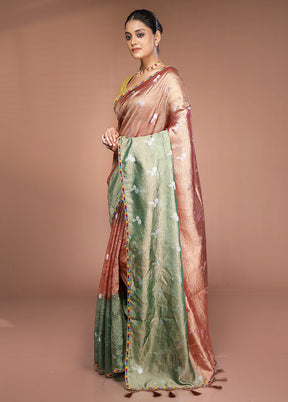 Red Tissue Silk Saree With Blouse Piece