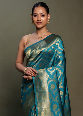 Green Dupion Silk Saree With Blouse Piece