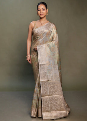 Green Tissue Silk Saree With Blouse Piece