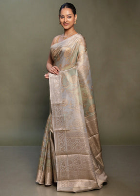Green Tissue Silk Saree With Blouse Piece