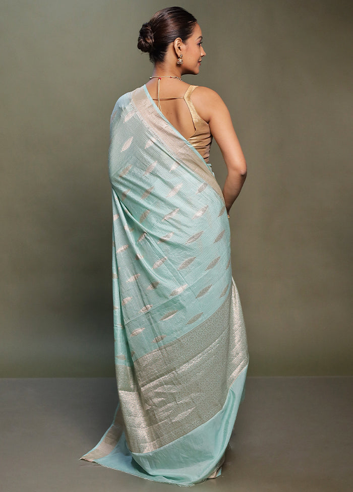 Blue Dupion Silk Saree With Blouse Piece