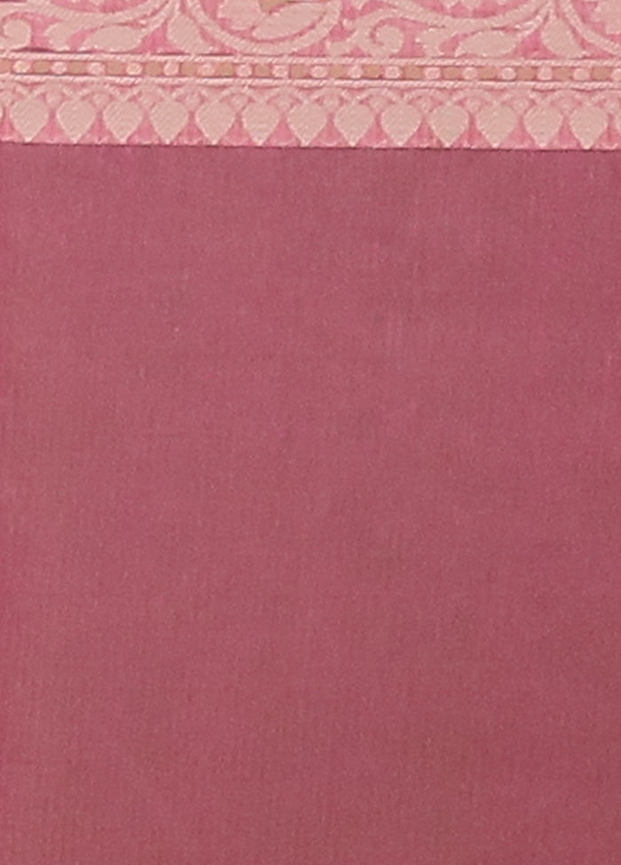 Pink Kora Silk Saree With Blouse Piece