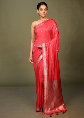Pink Dupion Silk Saree With Blouse Piece