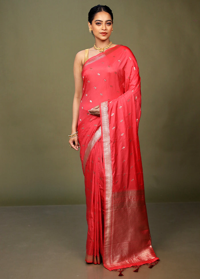 Pink Dupion Silk Saree With Blouse Piece