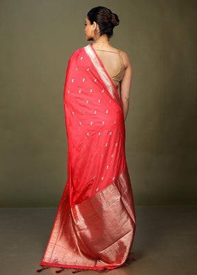 Pink Dupion Silk Saree With Blouse Piece