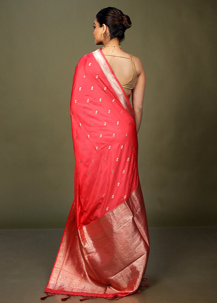 Pink Dupion Silk Saree With Blouse Piece
