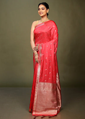 Pink Dupion Silk Saree With Blouse Piece