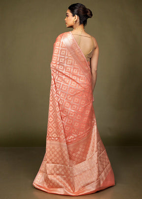 Pink Kora Silk Saree With Blouse Piece