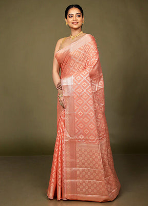 Pink Kora Silk Saree With Blouse Piece