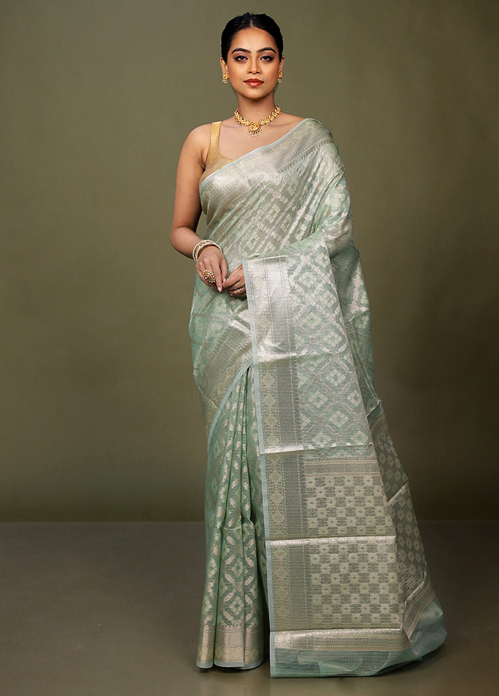 Green Kora Silk Saree With Blouse Piece
