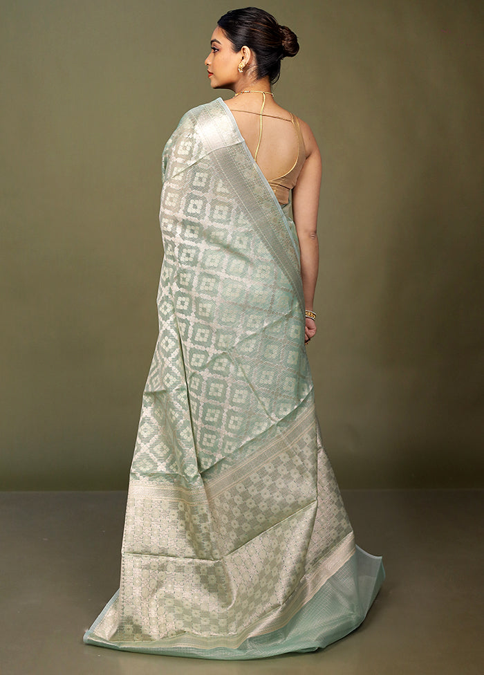 Green Kora Silk Saree With Blouse Piece