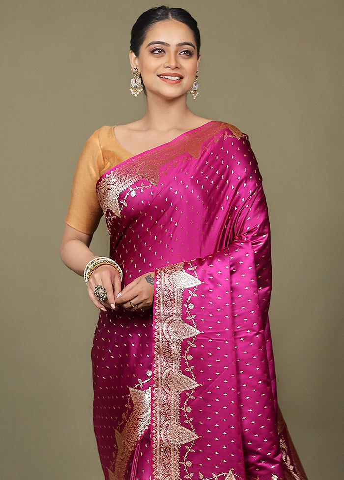 Purple Banarasi Silk Saree With Blouse Piece