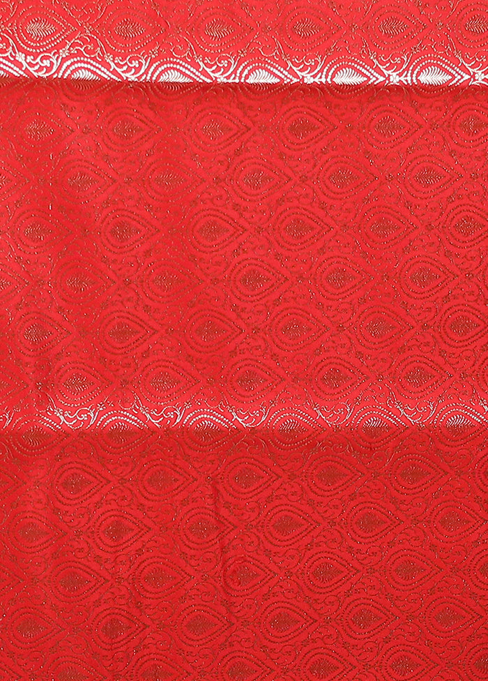 Red Banarasi Silk Saree With Blouse Piece