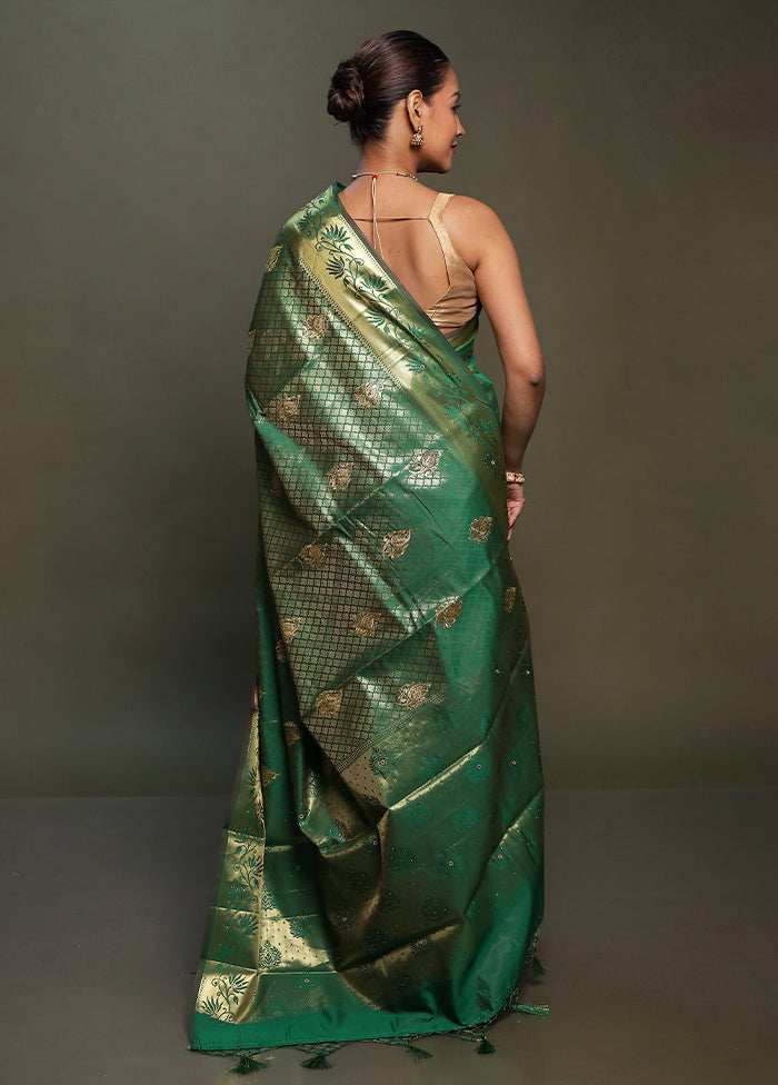 Green Kora Silk Saree With Blouse Piece