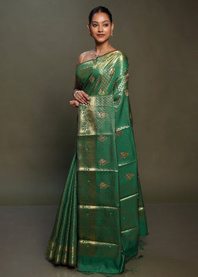Green Kora Silk Saree With Blouse Piece