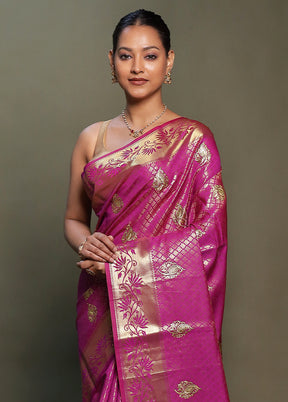 Purple Kora Silk Saree With Blouse Piece