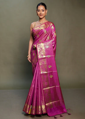 Purple Kora Silk Saree With Blouse Piece