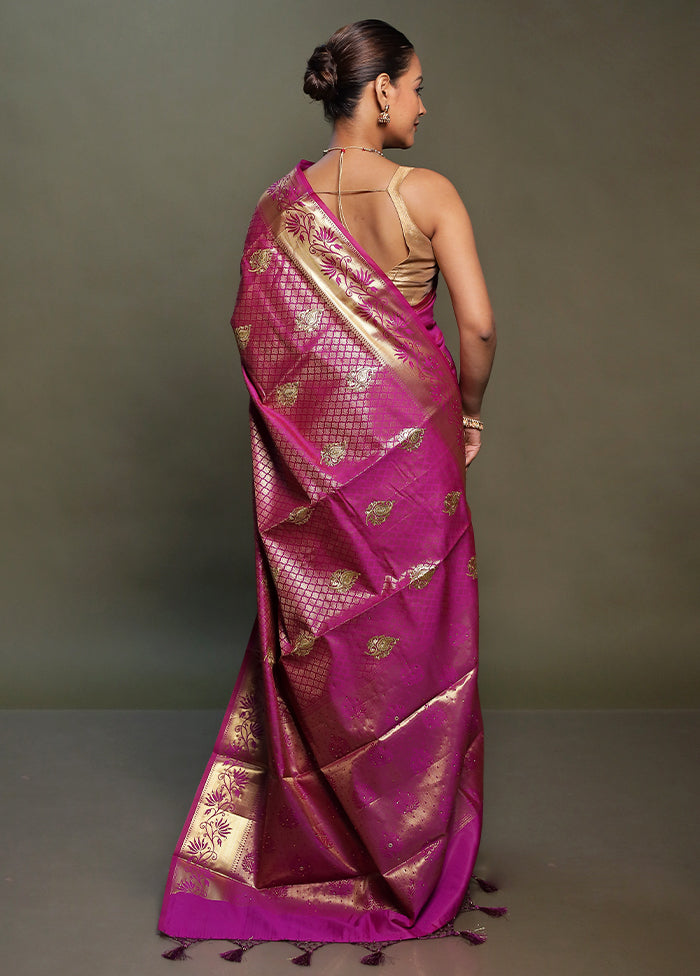 Purple Kora Silk Saree With Blouse Piece