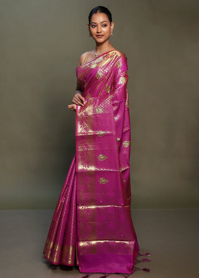 Purple Kora Silk Saree With Blouse Piece