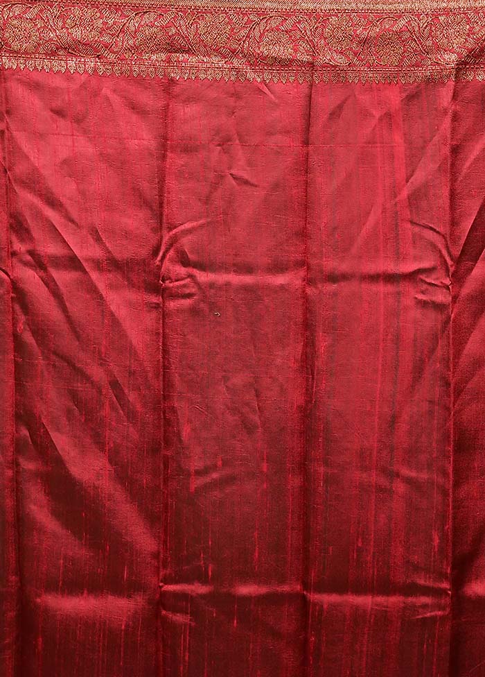 Green Handloom Tussar Pure Silk Saree With Blouse Piece