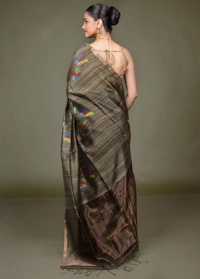 Cream Handloom Matka Pure Silk Saree With Blouse Piece