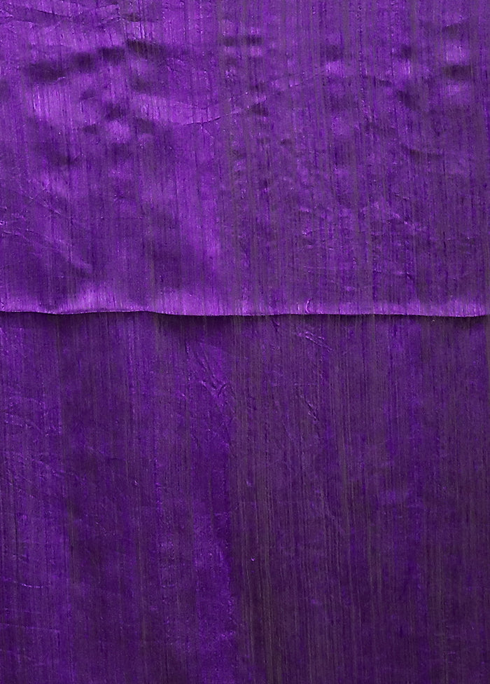 Purple Handloom Matka Pure Silk Saree With Blouse Piece