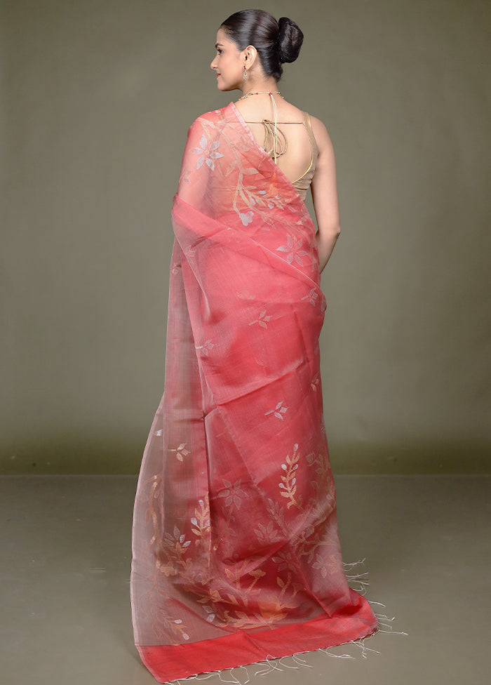 Red Handloom Matka Pure Silk Saree With Blouse Piece