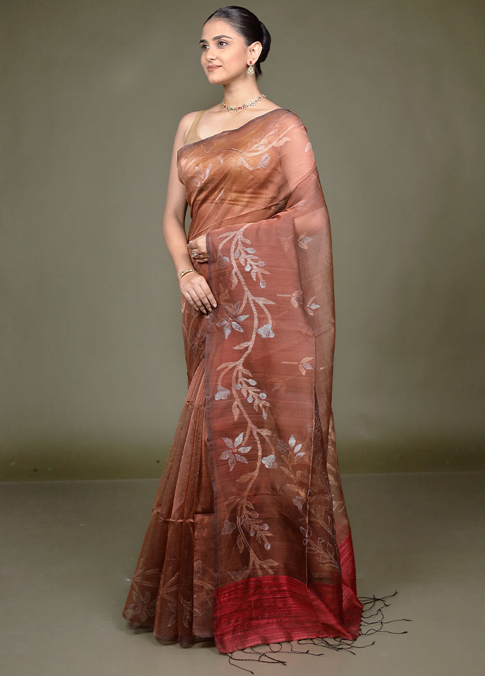 Maroon Handloom Matka Pure Silk Saree With Blouse Piece
