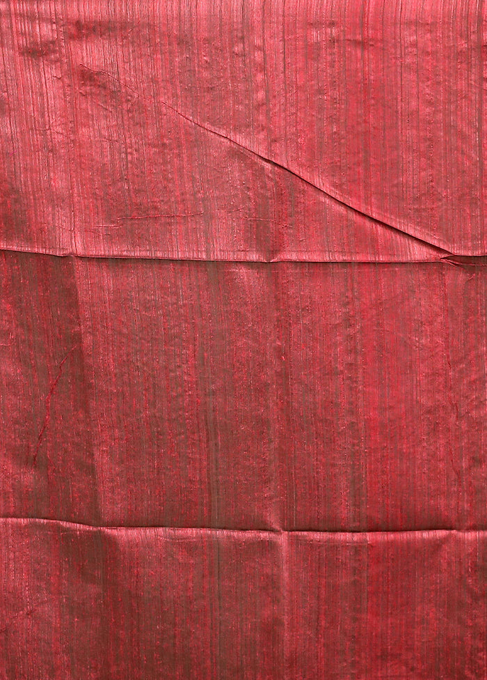 Maroon Handloom Matka Pure Silk Saree With Blouse Piece