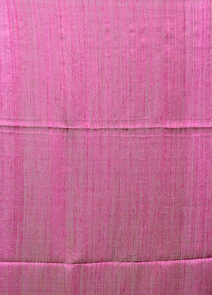 Pink Handloom Matka Pure Silk Saree With Blouse Piece