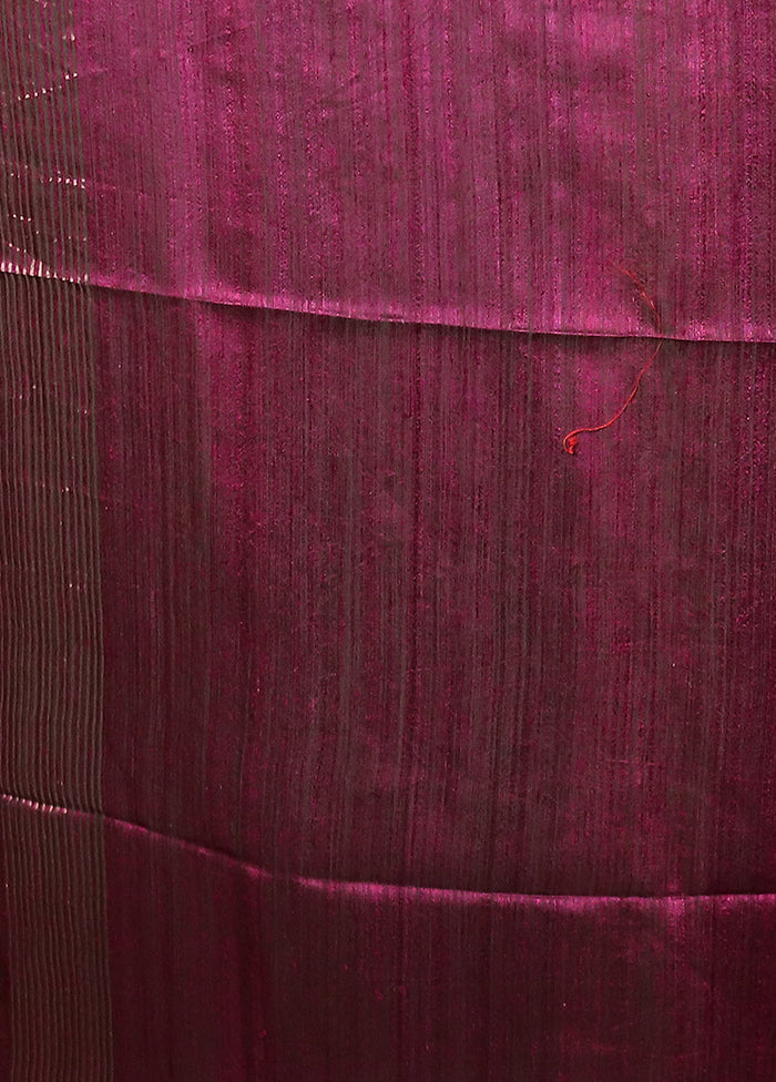 Purple Handloom Matka Pure Silk Saree With Blouse Piece