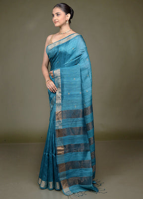 Green Handloom Matka Pure Silk Saree With Blouse Piece