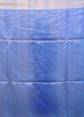 Blue Handloom Matka Pure Silk Saree With Blouse Piece