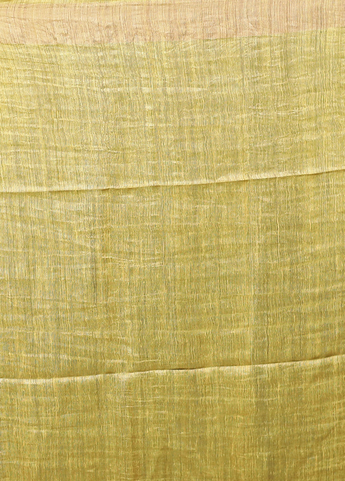 Yellow Handloom Matka Pure Silk Saree With Blouse Piece